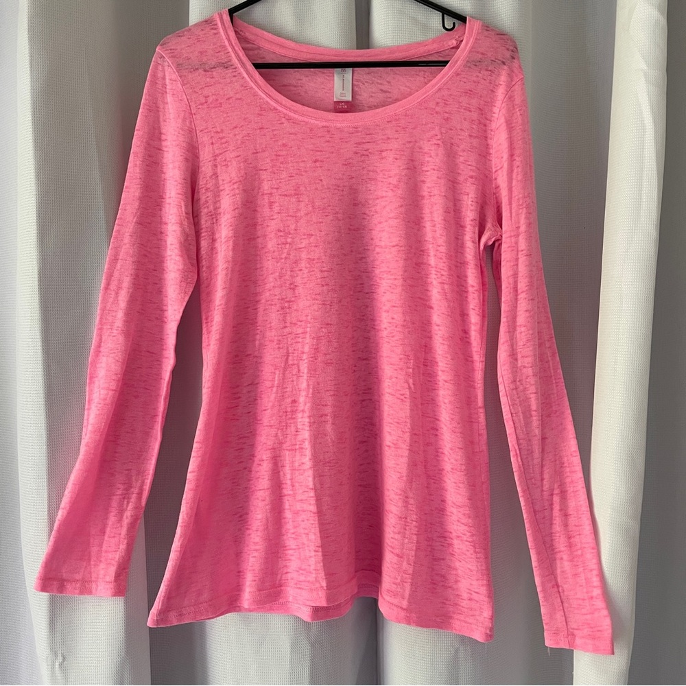 No Boundaries Pink Scoop Neck Long-sleeve Shirt Juniors Size Large (11-13)